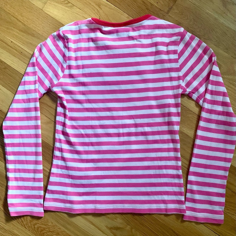 Mini Boden 11-12Y Girls Long Sleeve Striped T-Shirt with Cat/Fish Appliqués - Picture 3 of 5
